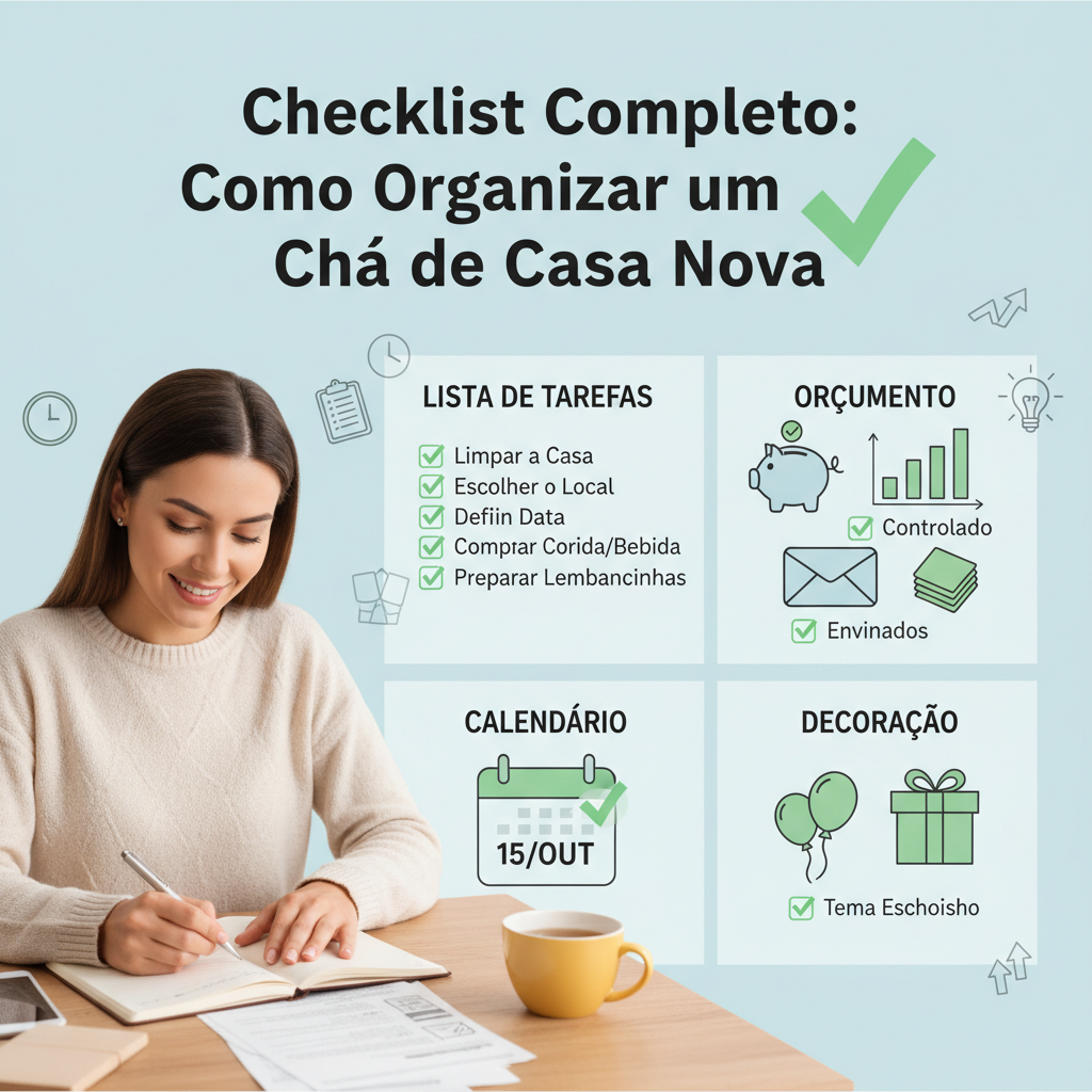 Checklist Completo: Como Organizar um Chá de Casa Nova Passo a Passo (Sem Estresse)